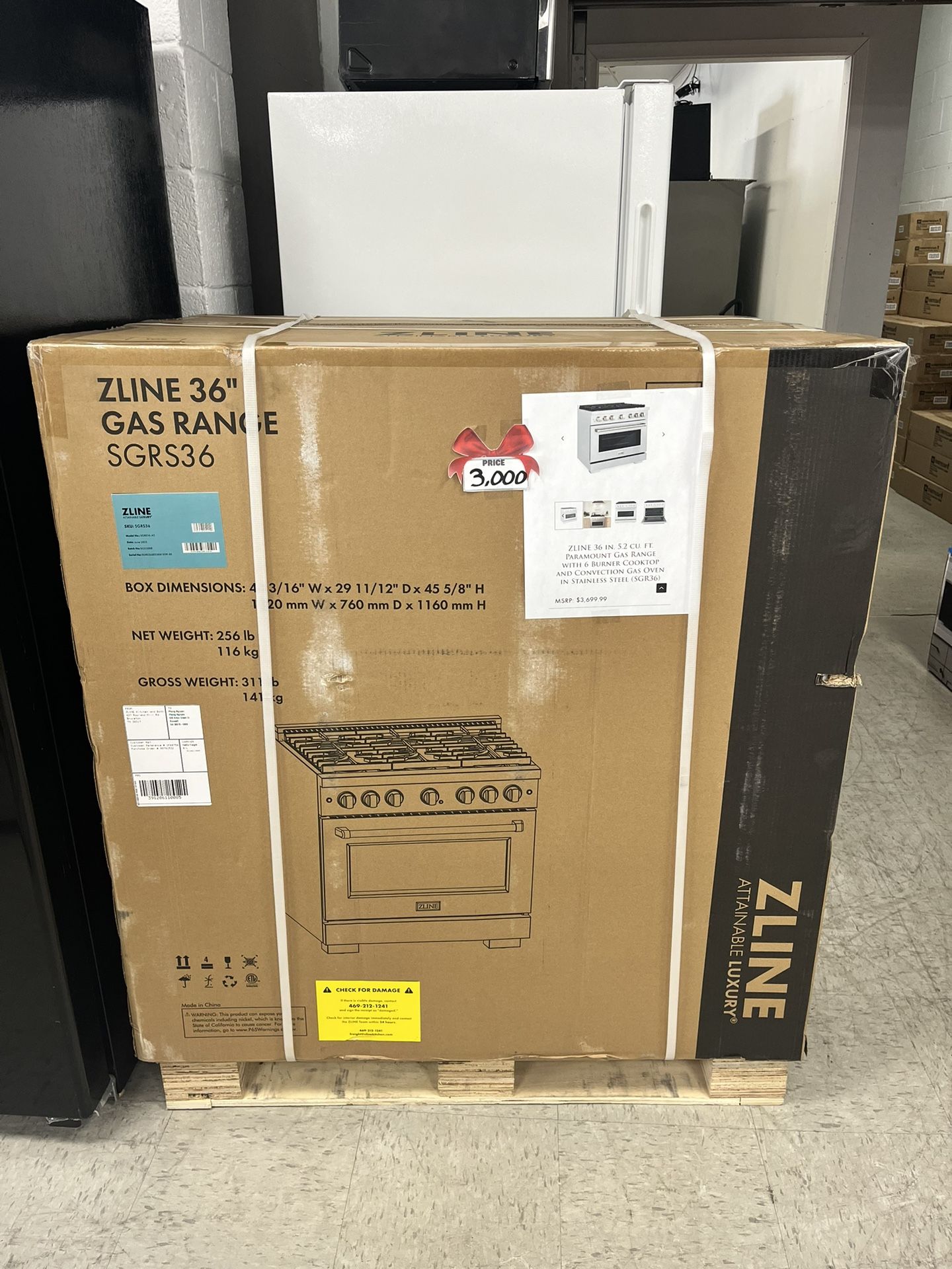 New ZLine 36in. Gas Range With 6 Burner Cooktop And Convection Gas Oven Stainless Steel