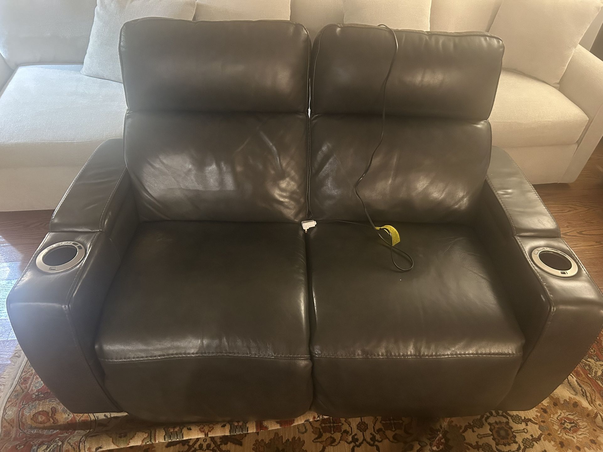Gray Leather Recliner Loveseat
