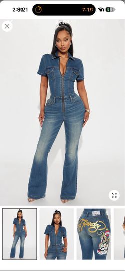 Ed hardy denim jumpsuit