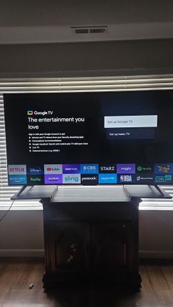 70" TCL 4K Smart TV + Rolling Wooden Cabinet Stand - Perfect Condition!