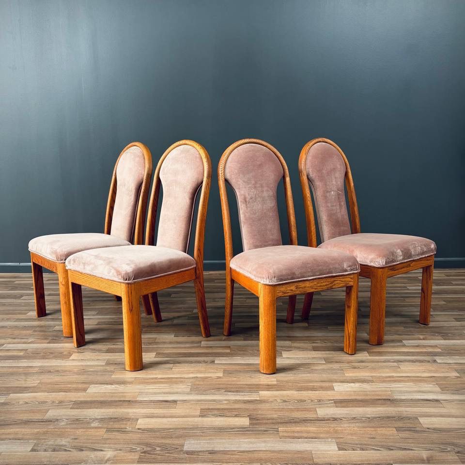 Set of 4 Post Modern Oak Dining Chairs, c.1980’s