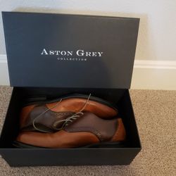 Aston Grey Brown and Cognac Leather oxfords Size 8
