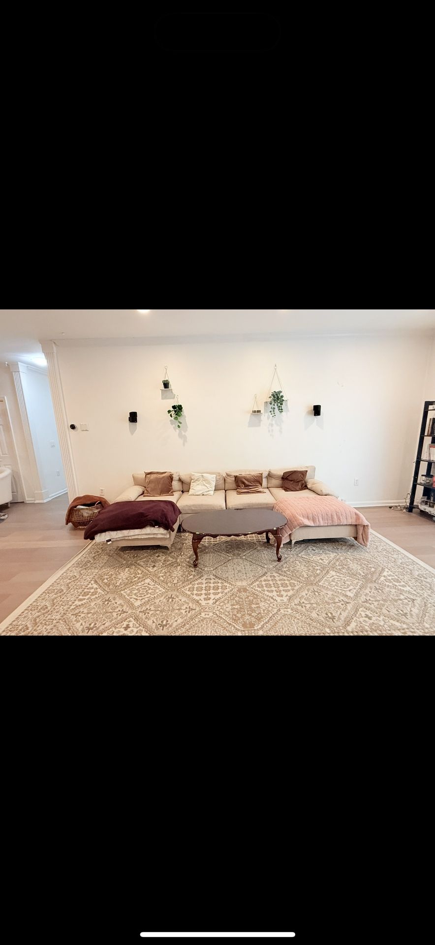 u shape sofa 130 inch length + antique coffee table