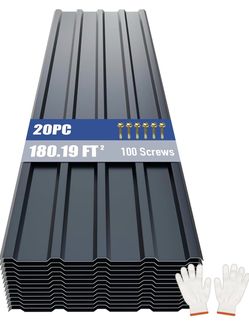 Metal Roofing Panels 20pcs 180.19 ft², Corrugated Roof Panels, Grey
