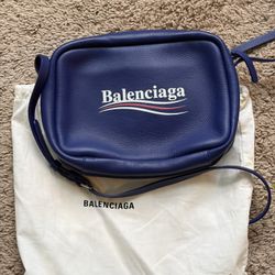 Balenciaga Calfskin Political Campaign Logo S Everyday Camera Bag Blue  New. Never used.  100% Authentic  Gucci