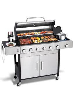 🟢 6-Burner Propane Gas BBQ Grill