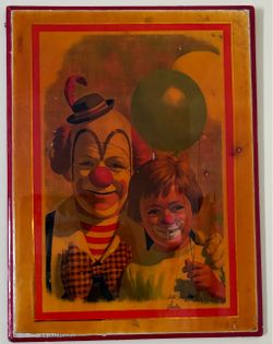 Vintage Clown and Child Lithograph Print