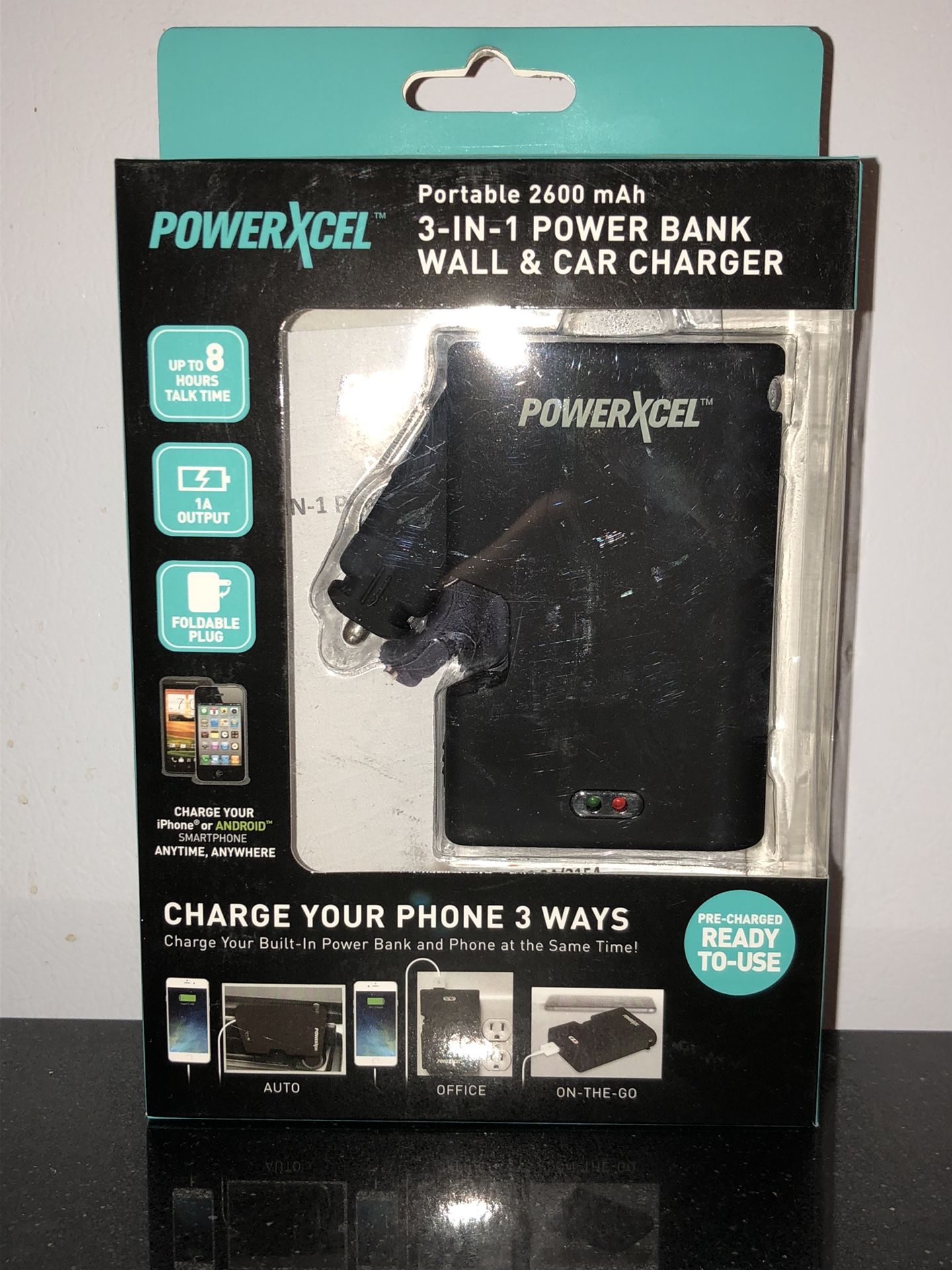 Powerxcel 3 in 1 Power Bank Wall & Car Charger 2500 mah
