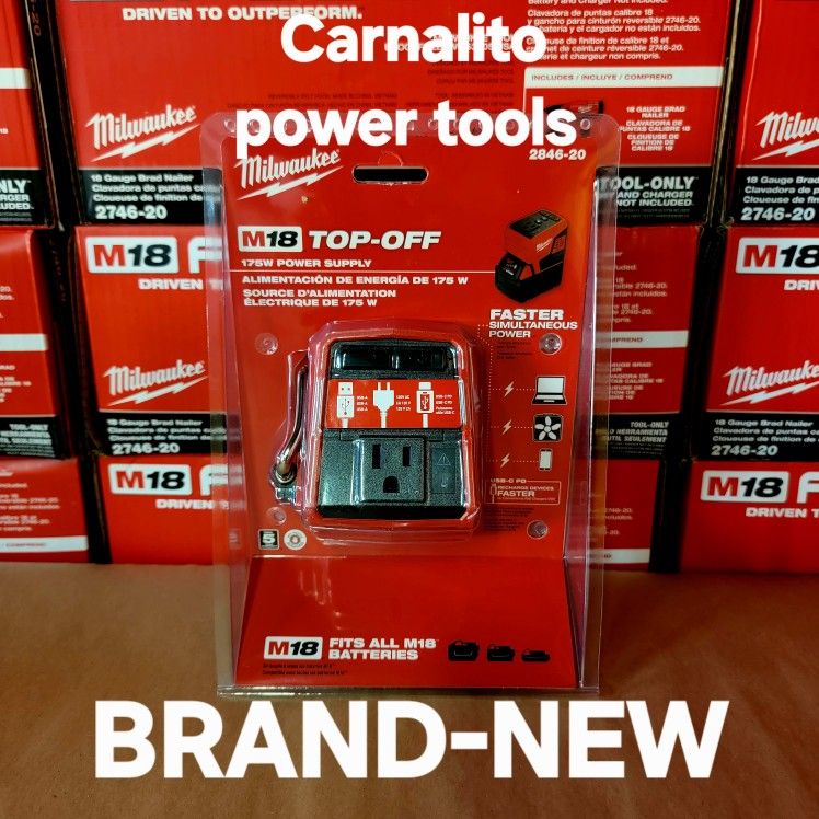 Milwaukee
M18 18-Volt Lithium-Ion 175-Watt Powered Compact Inverter for M18 Batteries (Tool-Only)