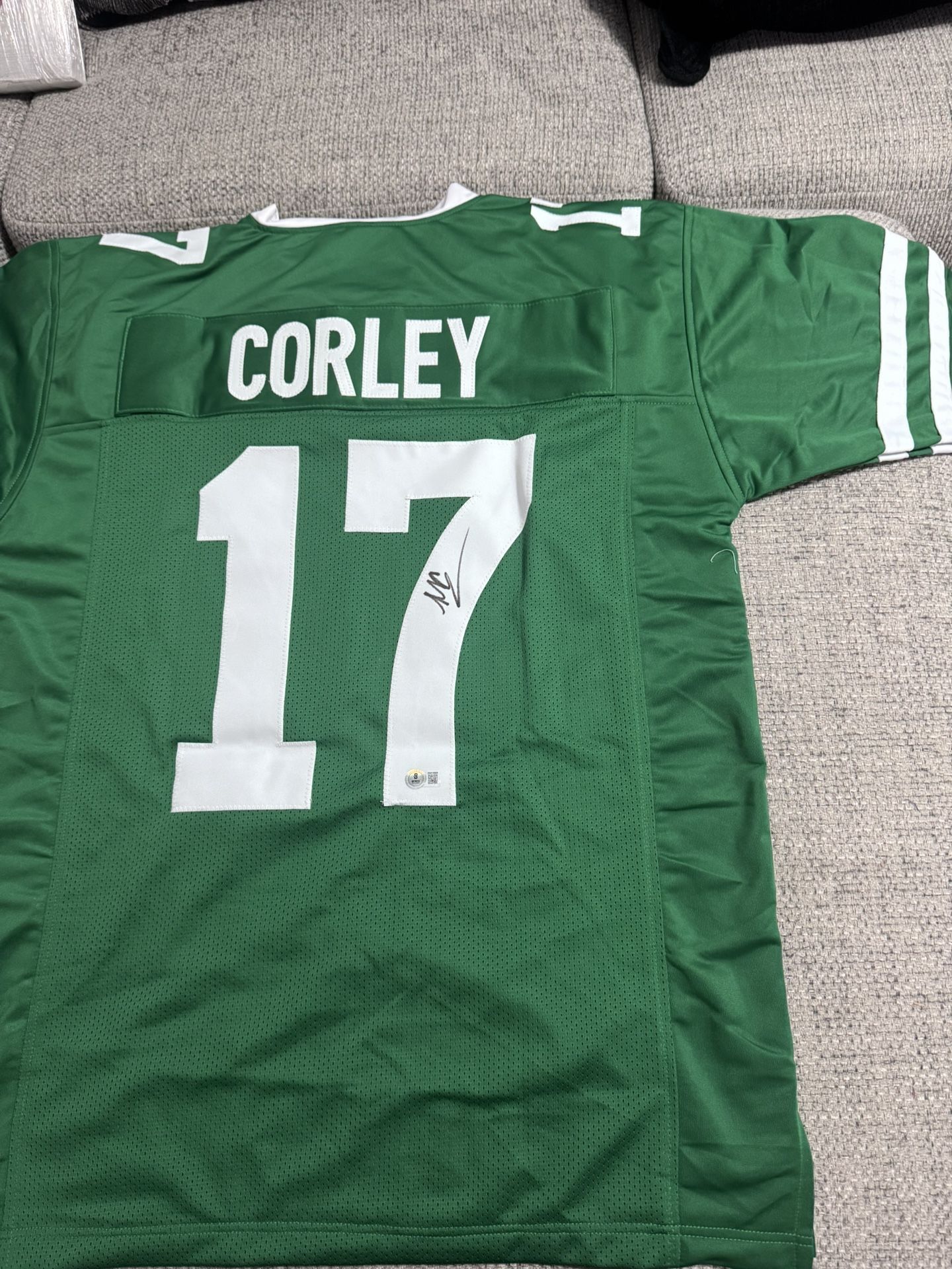 Malachi Corley Signed Autograph Custom Jersey - Beckett Coa - New York Jets