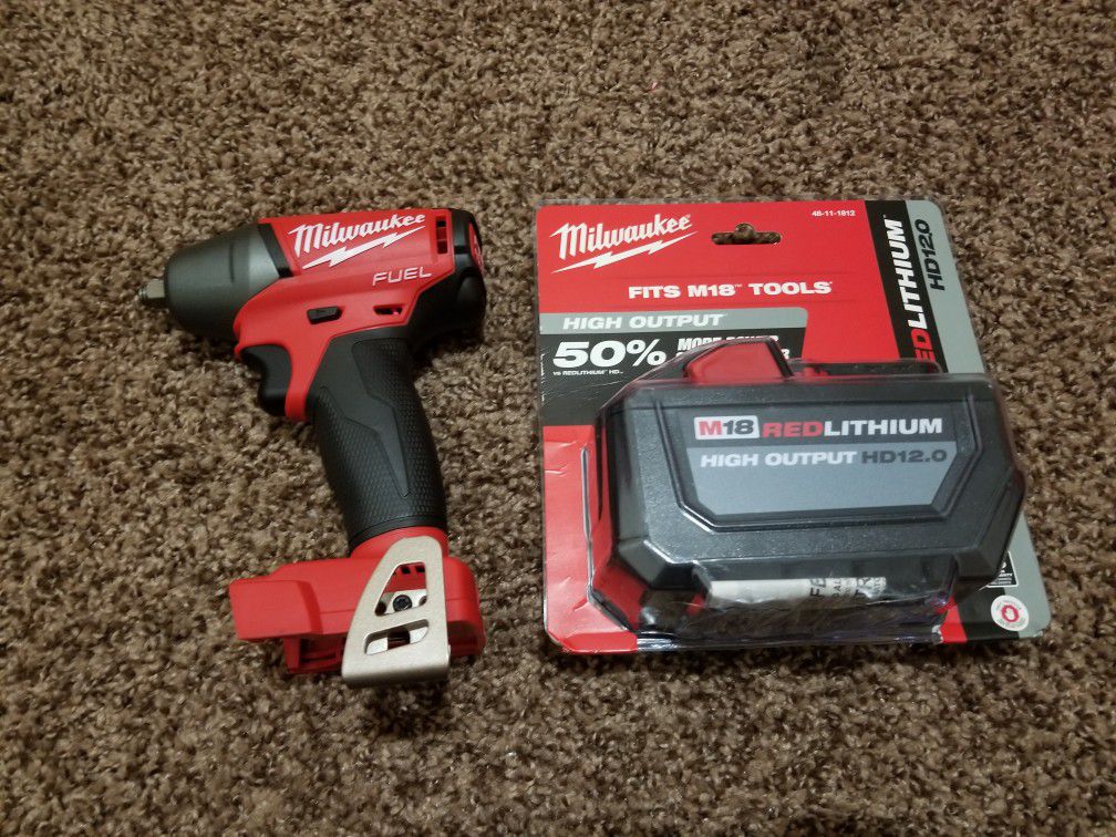 Milwaukee M18 FUEL 18-Volt Lithium-Ion Brushless Cordless 3/8 in. Compact Impact Wrench with Friction Ring with 12.0Ah Battery