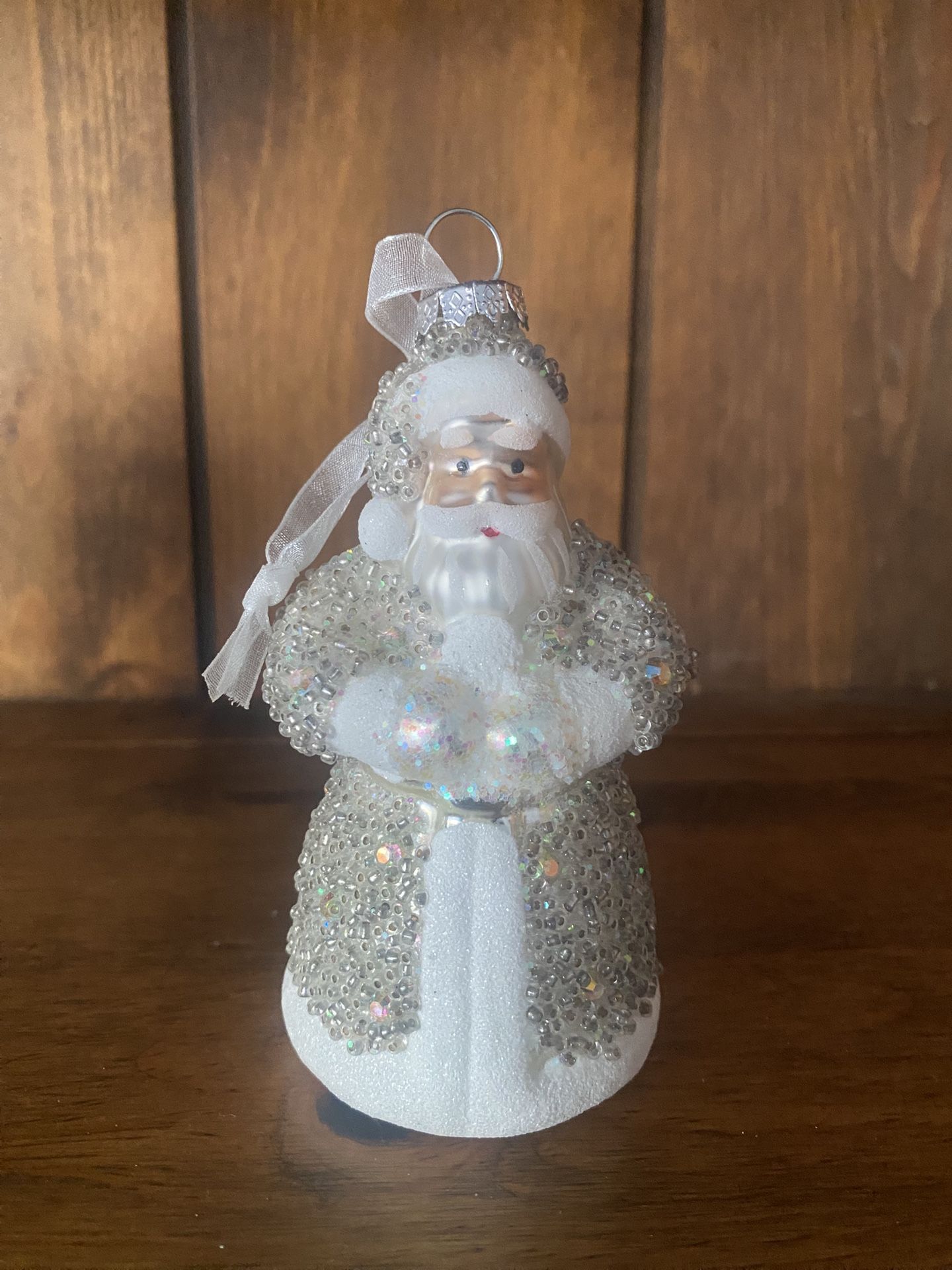 Valerie Parr Hill Glitter Santa Blown Glass Christmas Ornament