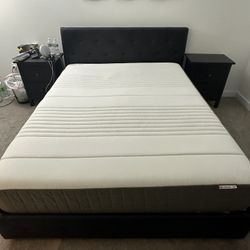 IKEA Queen Mattress and Black Bed Frame