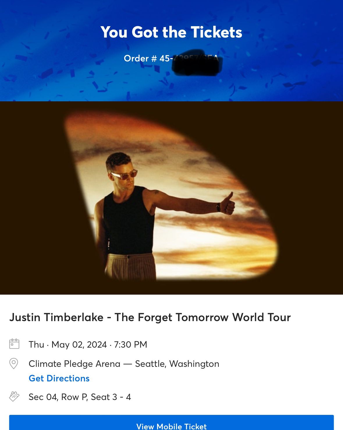 Justin Timberlake 5/2… 2 Tickets!!