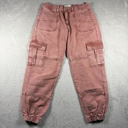 We The Free People Women’s Small Red Platoon Cargo Joggers Pants Loose Fit#3323