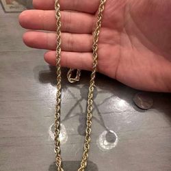 Solid 10k Yellow Gold Diamond Cut Rope Link Chain Necklace 26” Length 5.5mm Wide