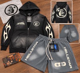 HELLSTAR HOODIE & SHORTS SET size L /XL /M