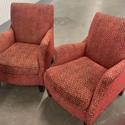 Pair Of Matching Chairs, Red Fabric, Maybe Sand More