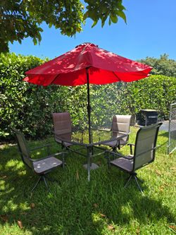 Patio set with umbrella