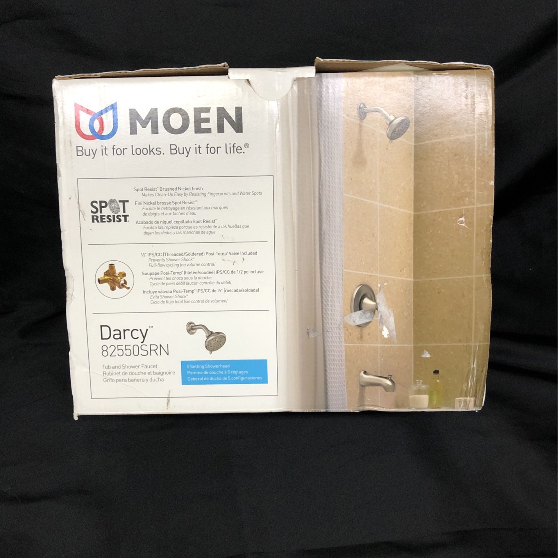 MOEN Darcy Single-Handle 5-Spray 1.75 GPM Tub and Shower Faucet with Valve in Spot Resist Brushed Nickel (Valve Included)