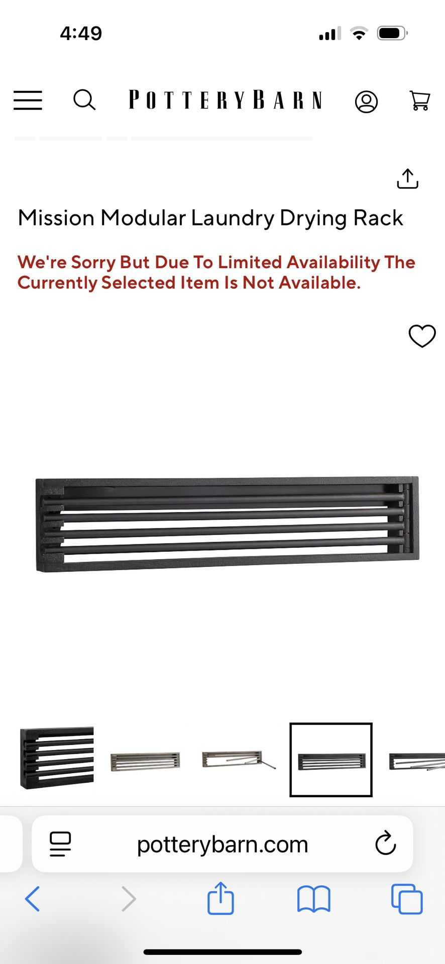 Pottery Barn Mission Laundry rack