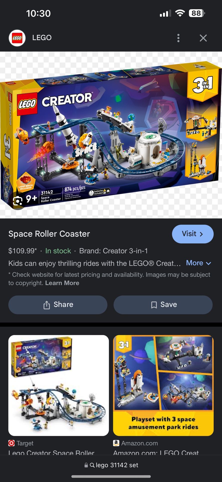 Lego Space Roller Coaster 3 in 1