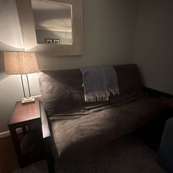 Wooden Frame Futon Sofa Bed w/ 10” Mattress – Good Condition