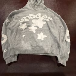 Grey Puff Print Spider Hoodie
