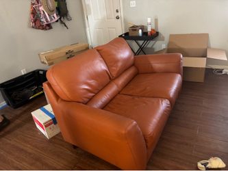 Leather loveseat
