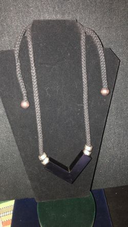 Vintage Aarikka Finland Wooden Blk & Silver Necklace 