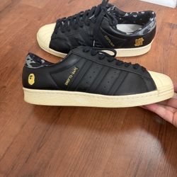 Bape Addidas Collab It’s Off White Color Not yellowing At All With Box Size 11.5 Great Shape. 