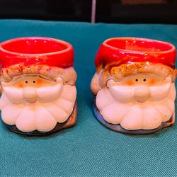 Vintage Santa votive candle holders- set of 2. Adorable and handmade pieces