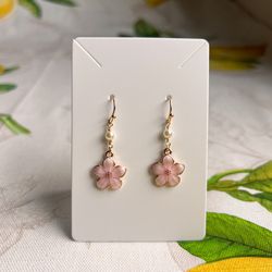 Kawaii Cherry Blossom Earrings, Japanese Earrings, Cherry Blossom Pearl Earrings
