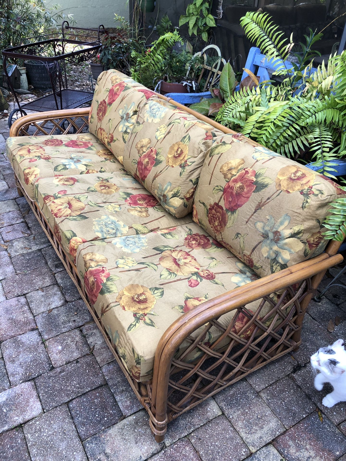 Vintage Ficks Reed patio sofa and chair