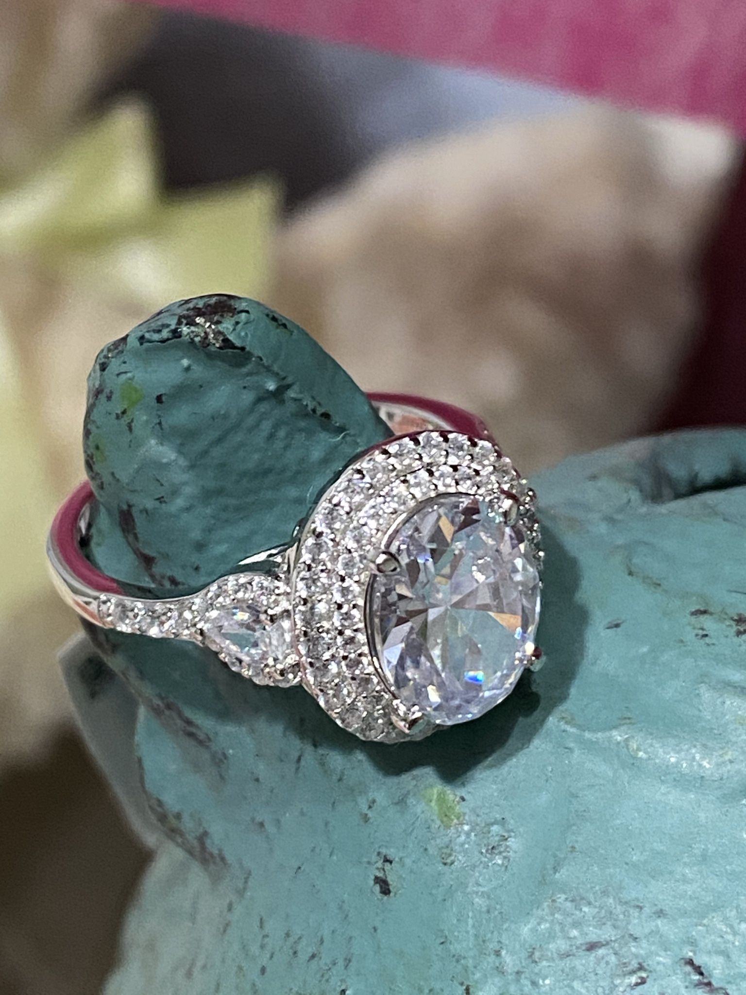 Rhodium Over Sterling Silver Engagement Ring With Clear CZ Size 7,8