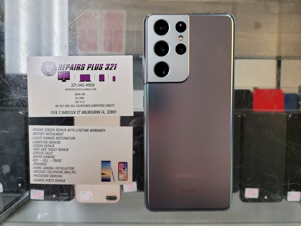 Phantom Silver Samsung Galaxy S21 Ultra Verizon Cell Phones