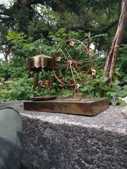 Antique Brass Carousel And Farris Wheel music Box