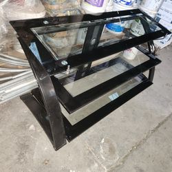 Tri-level Solid Glass TV Stand