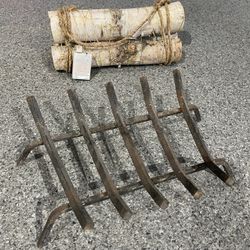 Fake wood logs with Lights and Small Iron Fireplace Grate