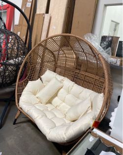 New Outdoor Double Seat Egg Chair Indoor Outdoor Oversized 2 Person Egg Wicker Loveseat Chair
