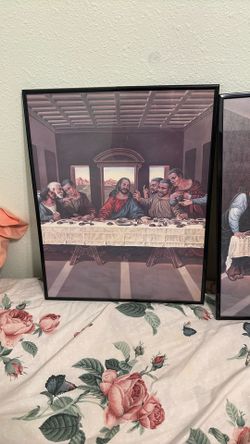 Framed Art 3 Pieces - Black lords Supper $20