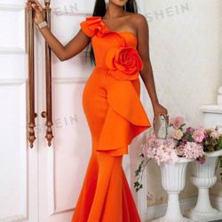 Brandnew Beautiful Stretchable Orange Dress Size Small