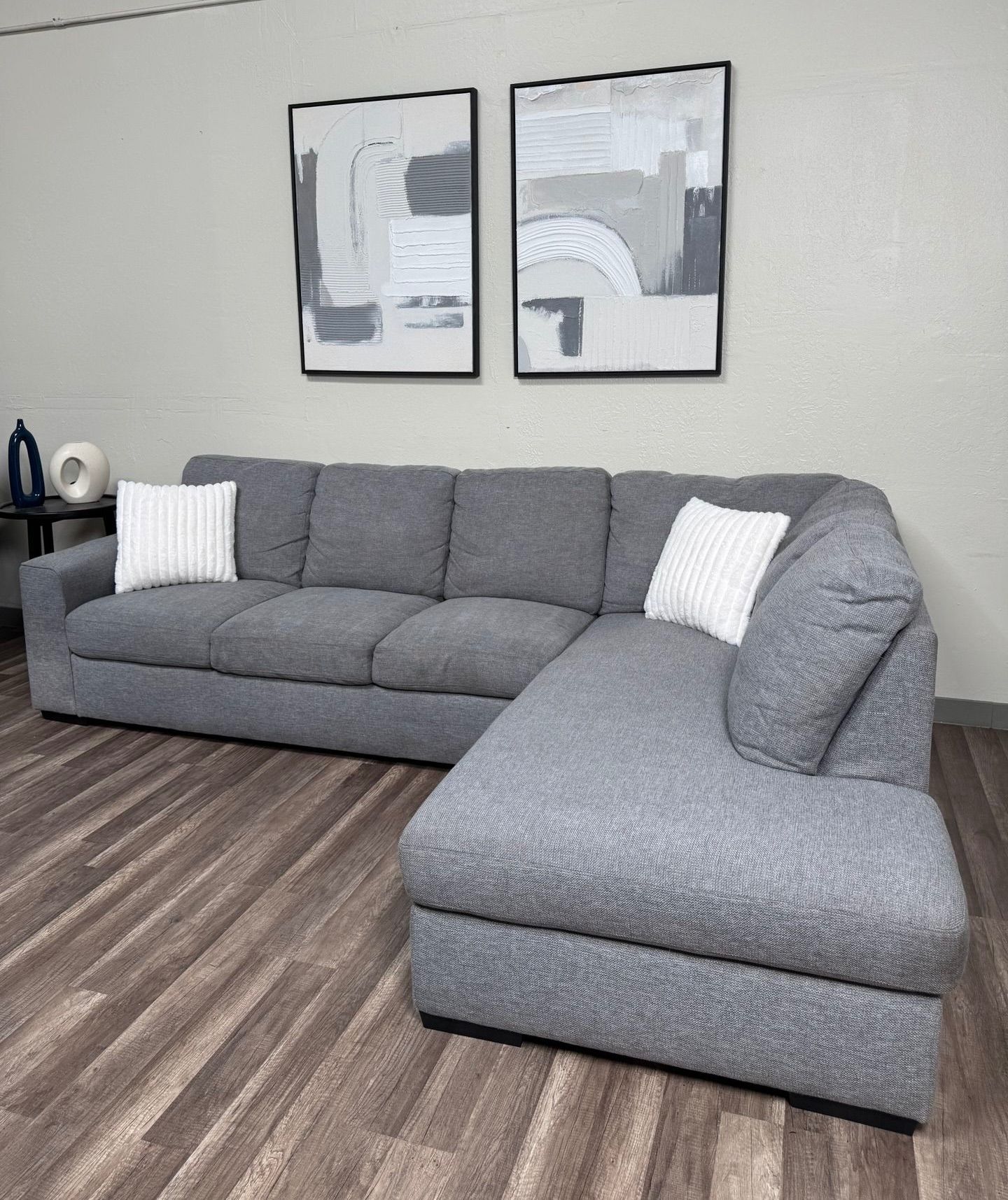 Light Gray Living Spaces Lucy L-Shape Sectional Sofa with Righthand Chaise