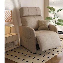 😀 FlexiSpot Massage Push Back Recliner Chair for Living Room, Khaki Single Reclining Sofa