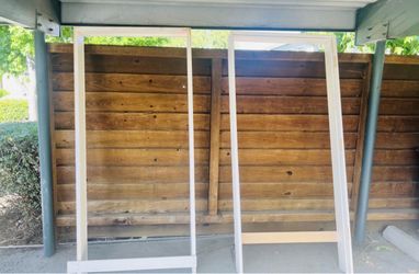 vertical-grain softwood with glass -door