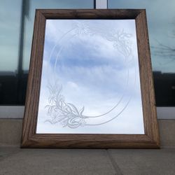 Vintage Etched Glass Mirror