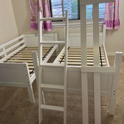 2 Individual Twin Beds for Kids Children,