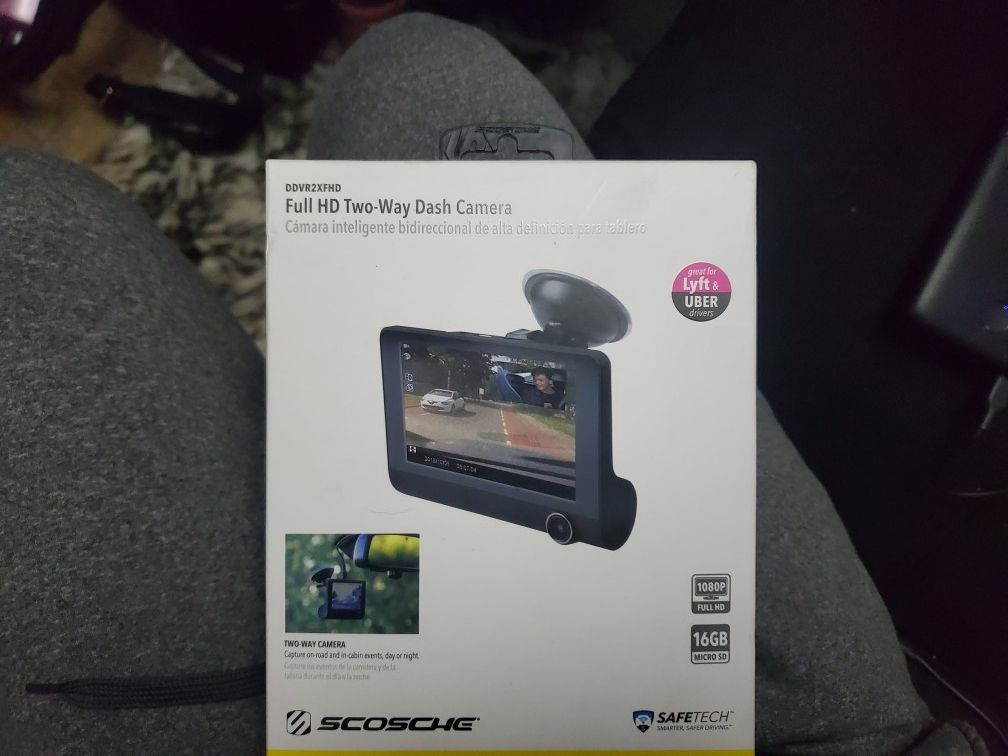 SCOSCHE DDVR2XFHD HD DVR Dual Front & Rear Facing Lens Dash Camera with 8GB micro-SD Card