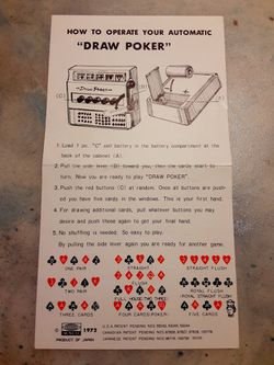 VINTAGE 1971 DRAW POKER CORDLESS ELECTRIC FULL AUTOMATIC GAME IN BOX
