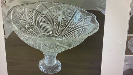 McKee The Concord Punch Bowl with Stand - Early American Pattern- Clear Glass